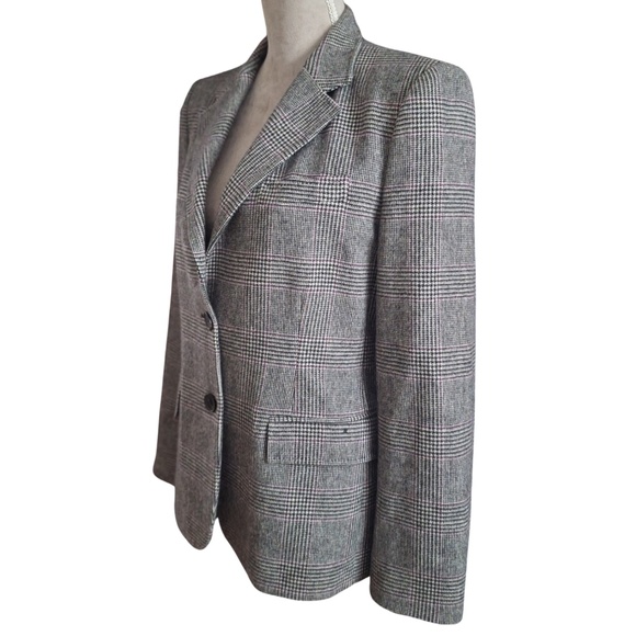Paul Stuart Academia Preppy Business Casual Plaid Gray Work Wool Blazer Jacket - Picture 3 of 10